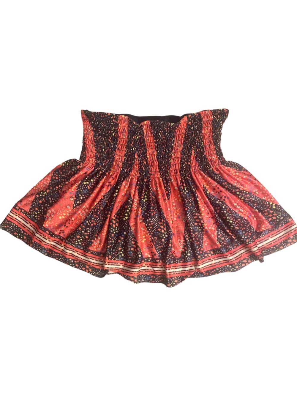 Lucky in Love Red and Black Smocked Circle Skort -S red black , poly spandex